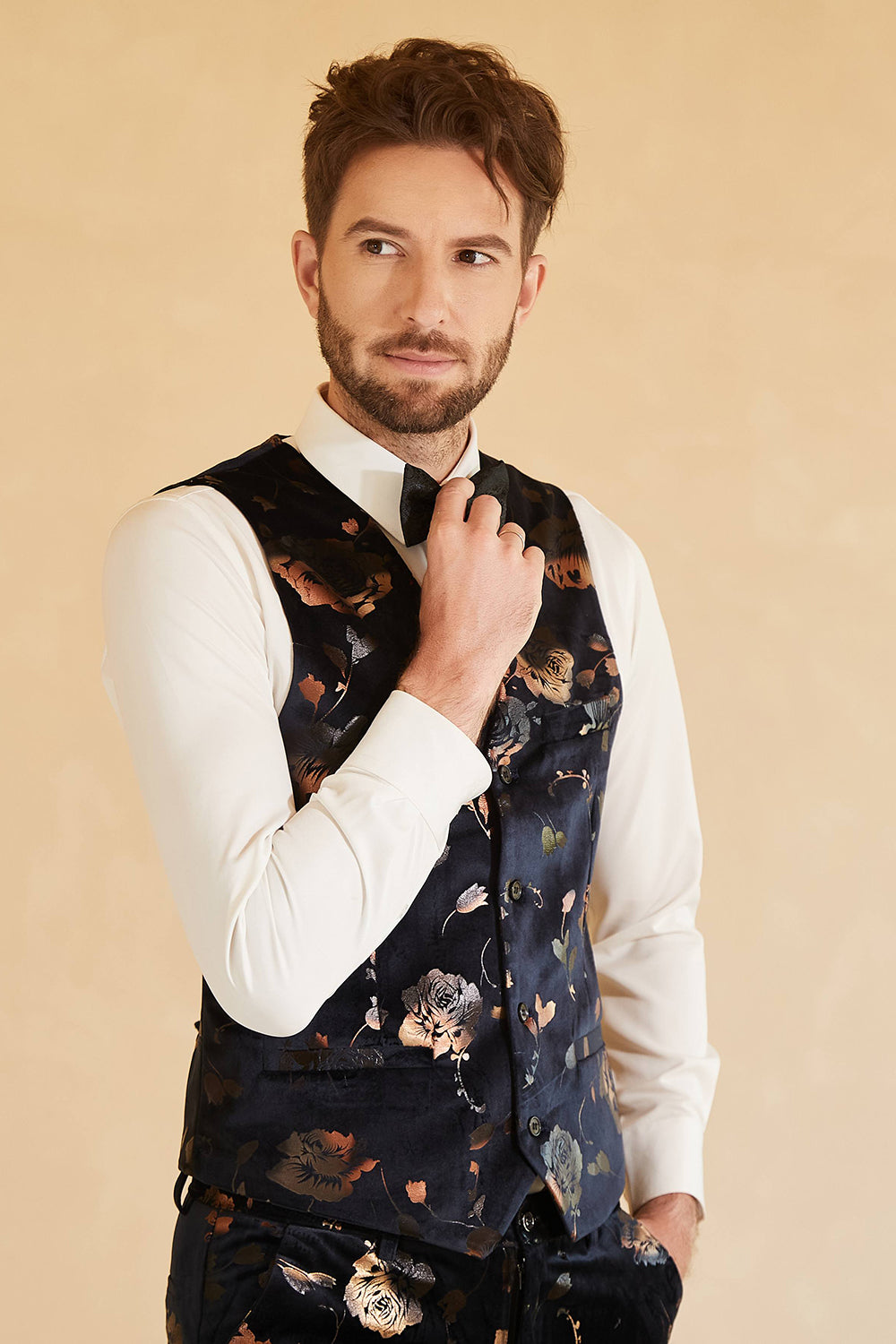 Trajes de boda negro doble pecho solapa de muesca