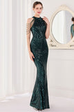 Sirena Halter Verde Oscuro Vestido de Fiesta