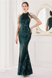 Sirena Halter Verde Oscuro Vestido de Fiesta