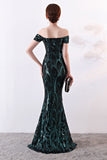 Negro Fuera del Hombro Sirena Vestido de Noche