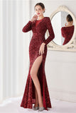 Vestido de noche lentejuelas burdeos