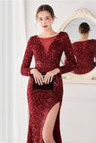 Vestido de noche lentejuelas burdeos