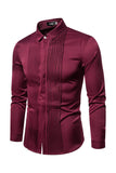 Manga Larga Camisa Casual de Talla Grande