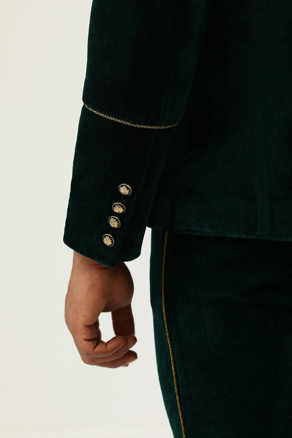 Terciopelo Verde Oscuro 2 Piezas Trajes de Fiesta