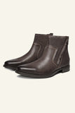 Cuero Genuino Top Layer Cowhide Zipper Botas de Hombre