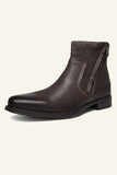 Cuero Genuino Top Layer Cowhide Zipper Botas de Hombre
