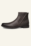 Cuero Genuino Top Layer Cowhide Zipper Botas de Hombre