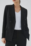 Blazer de Fiesta Negro Doble Pecho Solapa de Pico