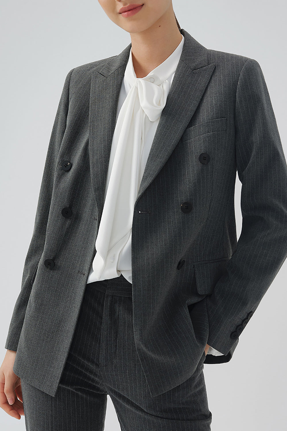 Blazer de Fiesta Doble Pecho Rayas Negro