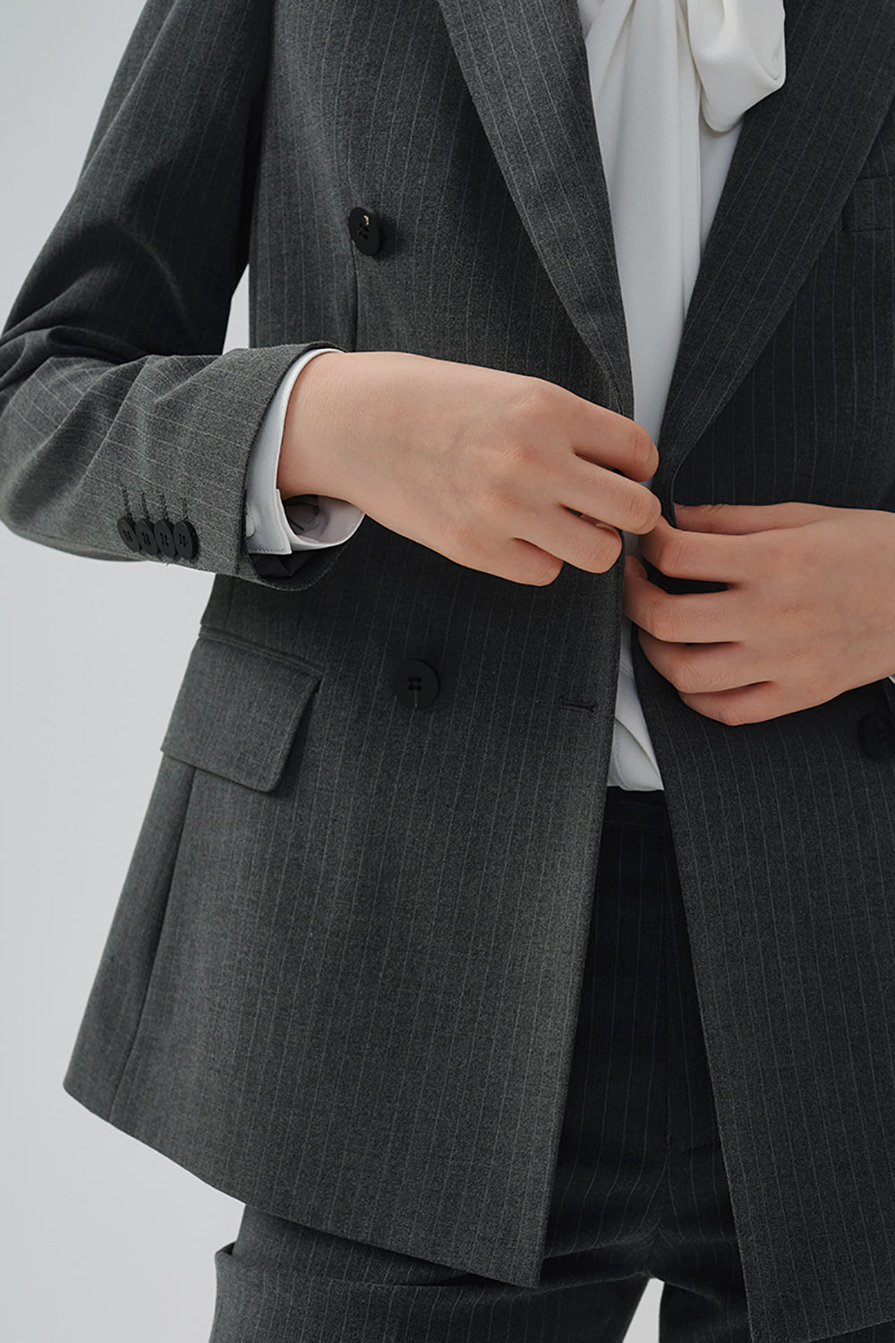 Blazer de Fiesta Doble Pecho Rayas Negro