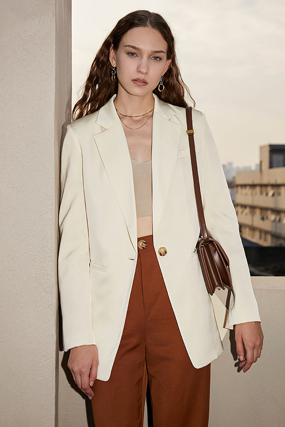 Solapa de Muescas Blanco Blazer de Fiesta