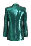 Lentejuelas Verde Oscuro Brillante 2 Piezas Blazer de Mujer con Falda