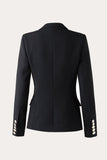Blazer de fiesta negro de doble pecho Peak Lapel Women