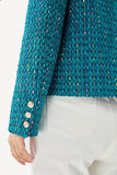 Chaqueta de mujer abierta de tweed azul oscuro