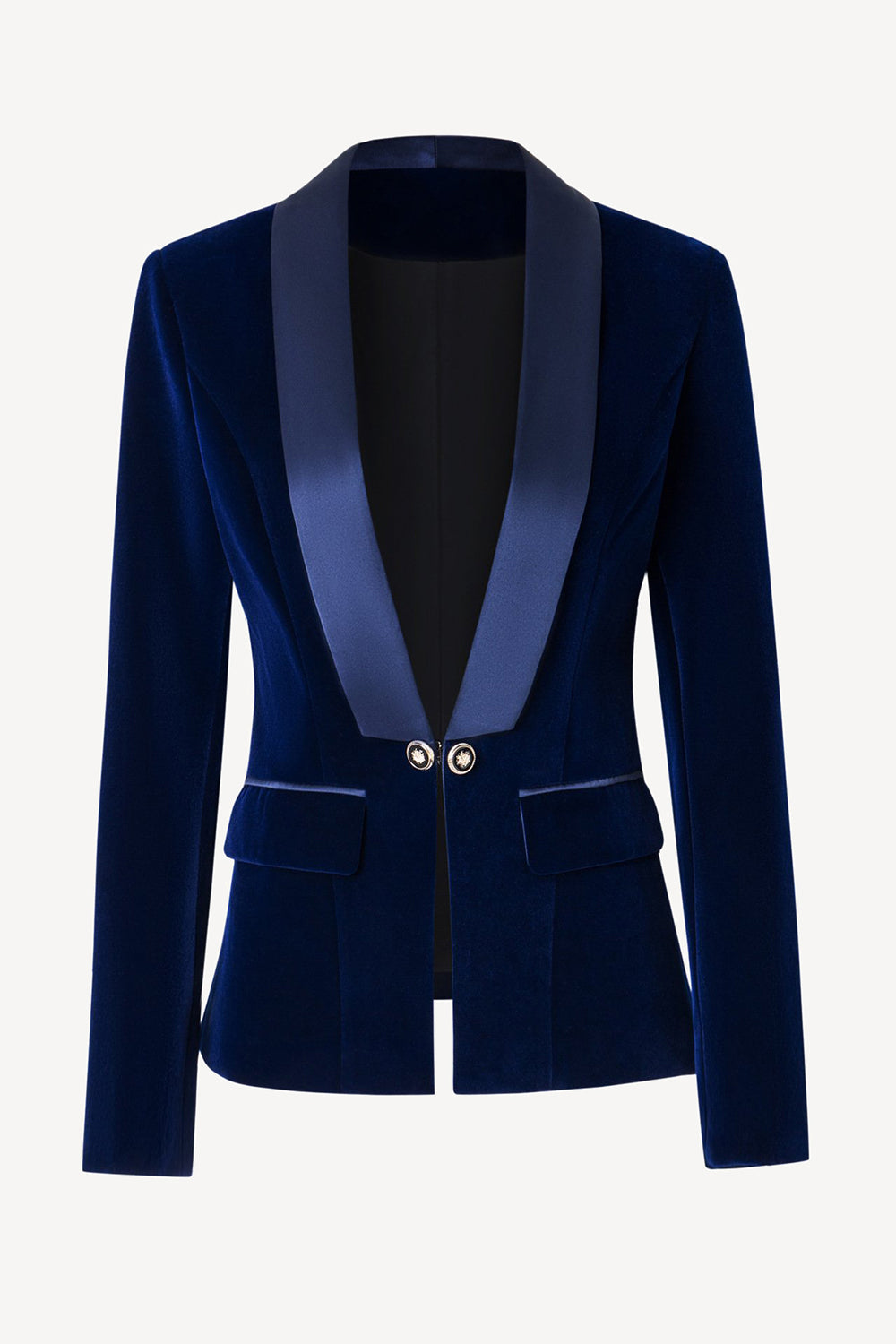 Chalet negro solapa terciopelo mujer blazer
