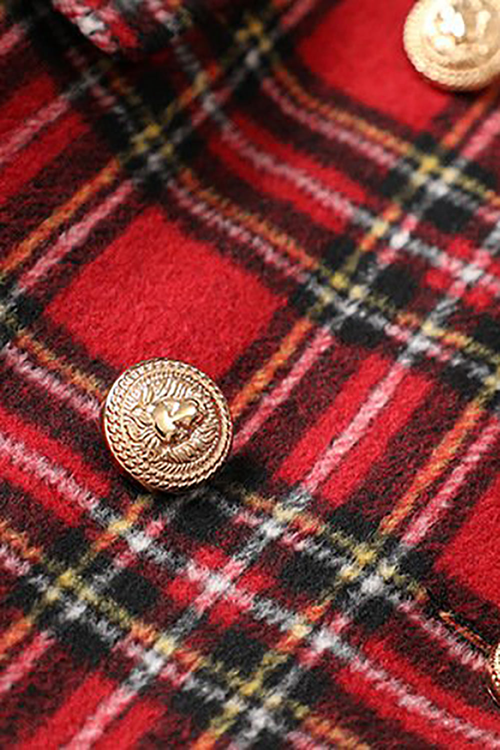 Red Plaid Tweed Blazer de doble pecho para mujer