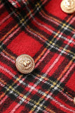 Red Plaid Tweed Blazer de doble pecho para mujer