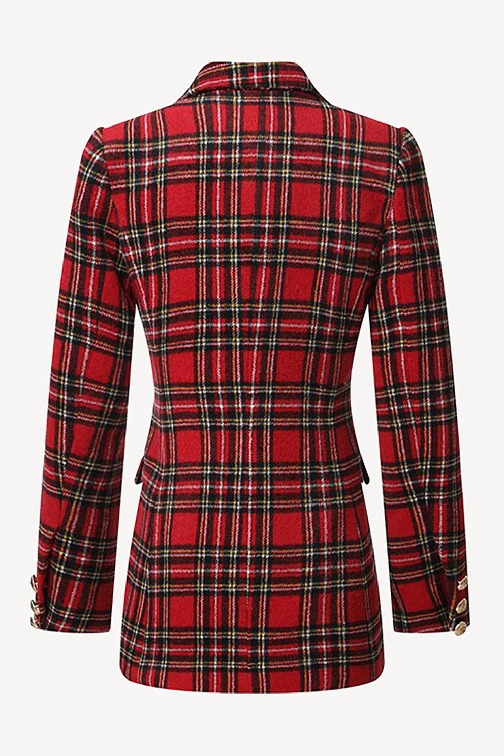 Red Plaid Tweed Blazer de doble pecho para mujer
