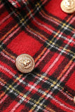 Red Plaid Tweed Blazer de doble pecho para mujer