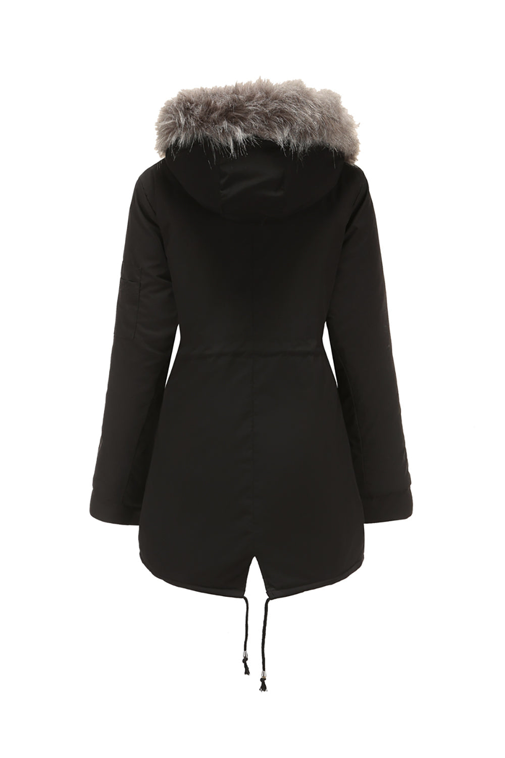 Abrigo polar verde militar con capucha de invierno cálido y forro polar