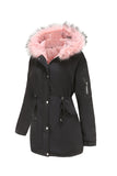 Abrigo polar verde militar con capucha de invierno cálido y forro polar