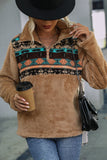 Tops de vellón con cuello alto estampado burdeos