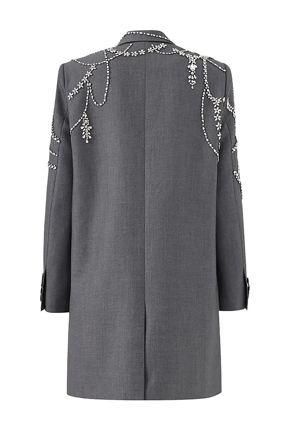 Blazer de mujer cruzado con cuentas gris brillante