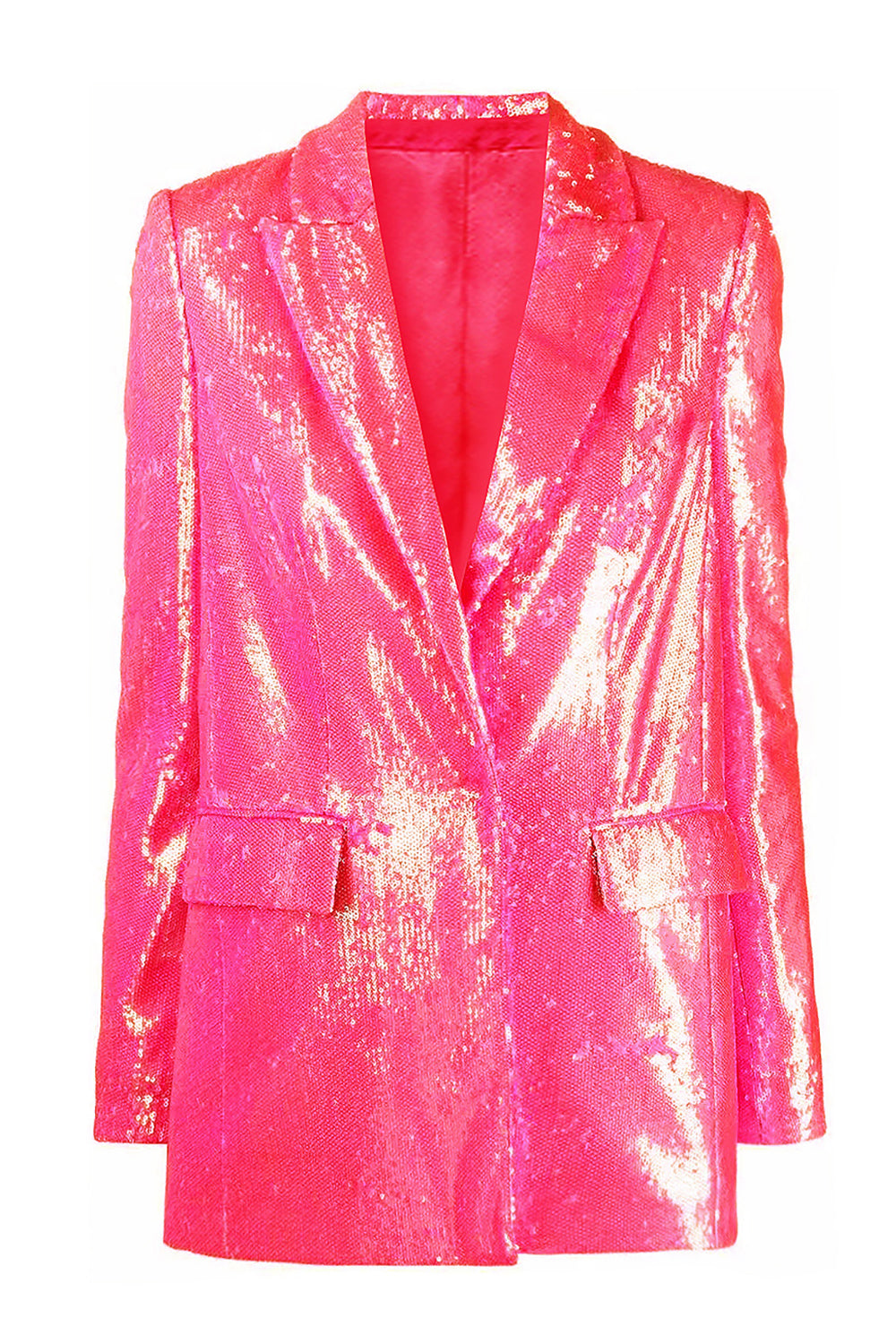 Blazer de fiesta de mujer con lentejuelas rosas brillantes