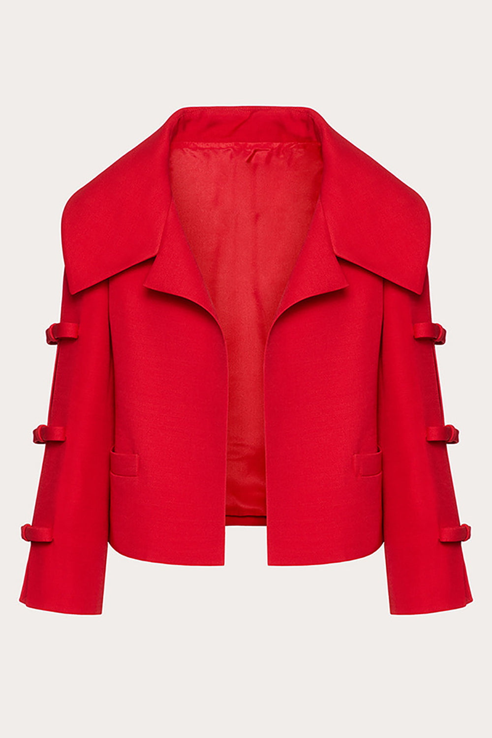 Blazer de fiesta para mujer con solapa de pico rojo