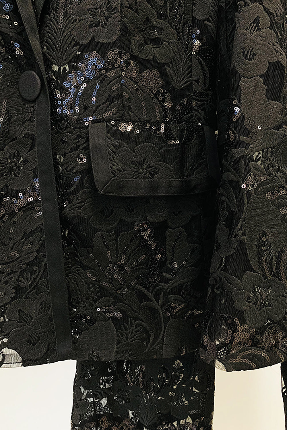 Encaje negro brillante 2 piezas Trajes de fiesta para mujer