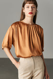 Blusa Marrón Seda Gran Tamaño