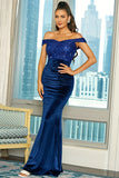 Azul Real Fuera del Hombro Lentejuelas Vestido de Fiesta
