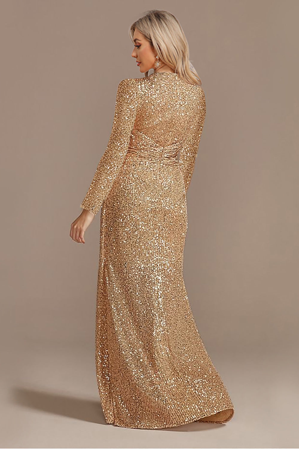 Glitter Navy Madre de la Novia Vestido con mangas largas