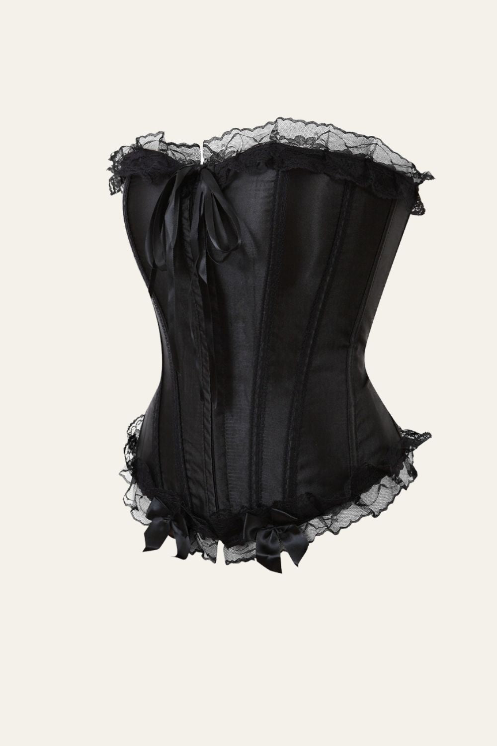 Corsé Estilo Hueso Negro Palace Gancho Encaje Fajas