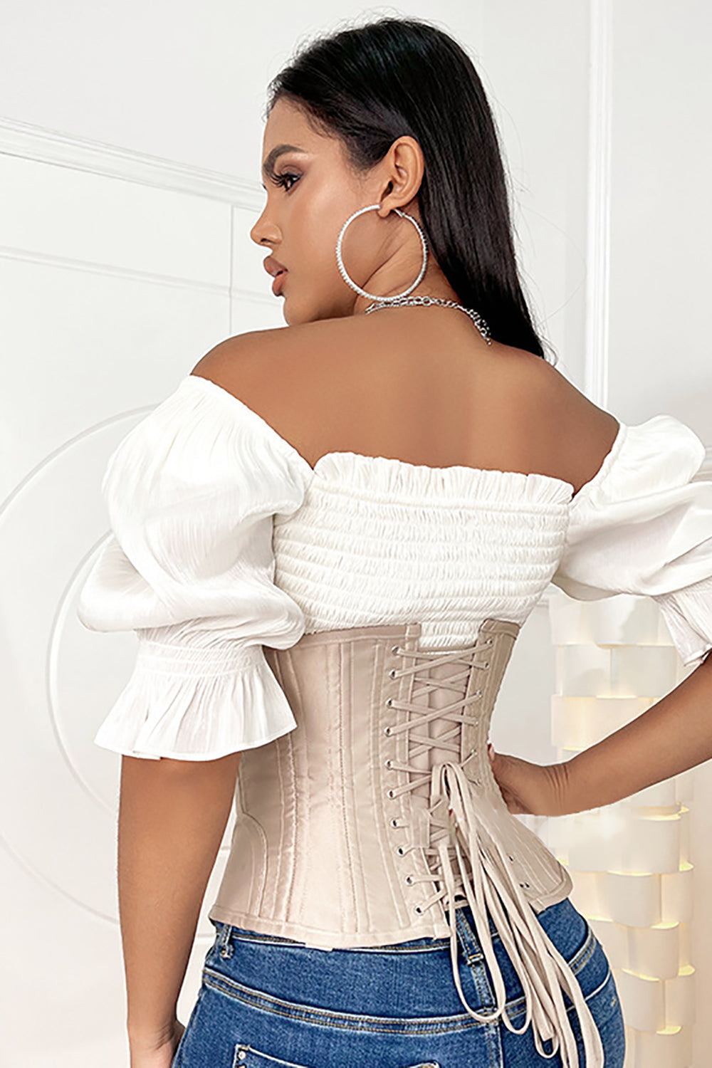 Fajas moldeadoras de reloj de arena de torso largo de algodón deshuesado de acero