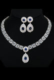 Royal Blue Crystal Collar Pendiente Conjunto de Joyas