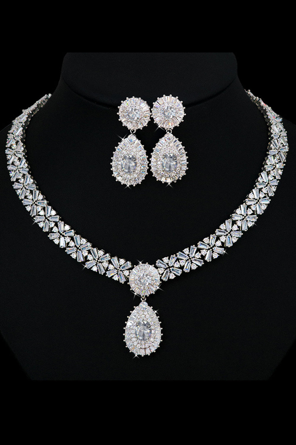 Royal Blue Crystal Collar Pendiente Conjunto de Joyas