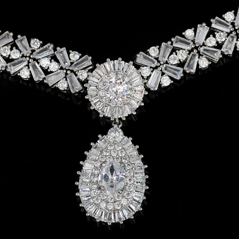 Royal Blue Crystal Collar Pendiente Conjunto de Joyas