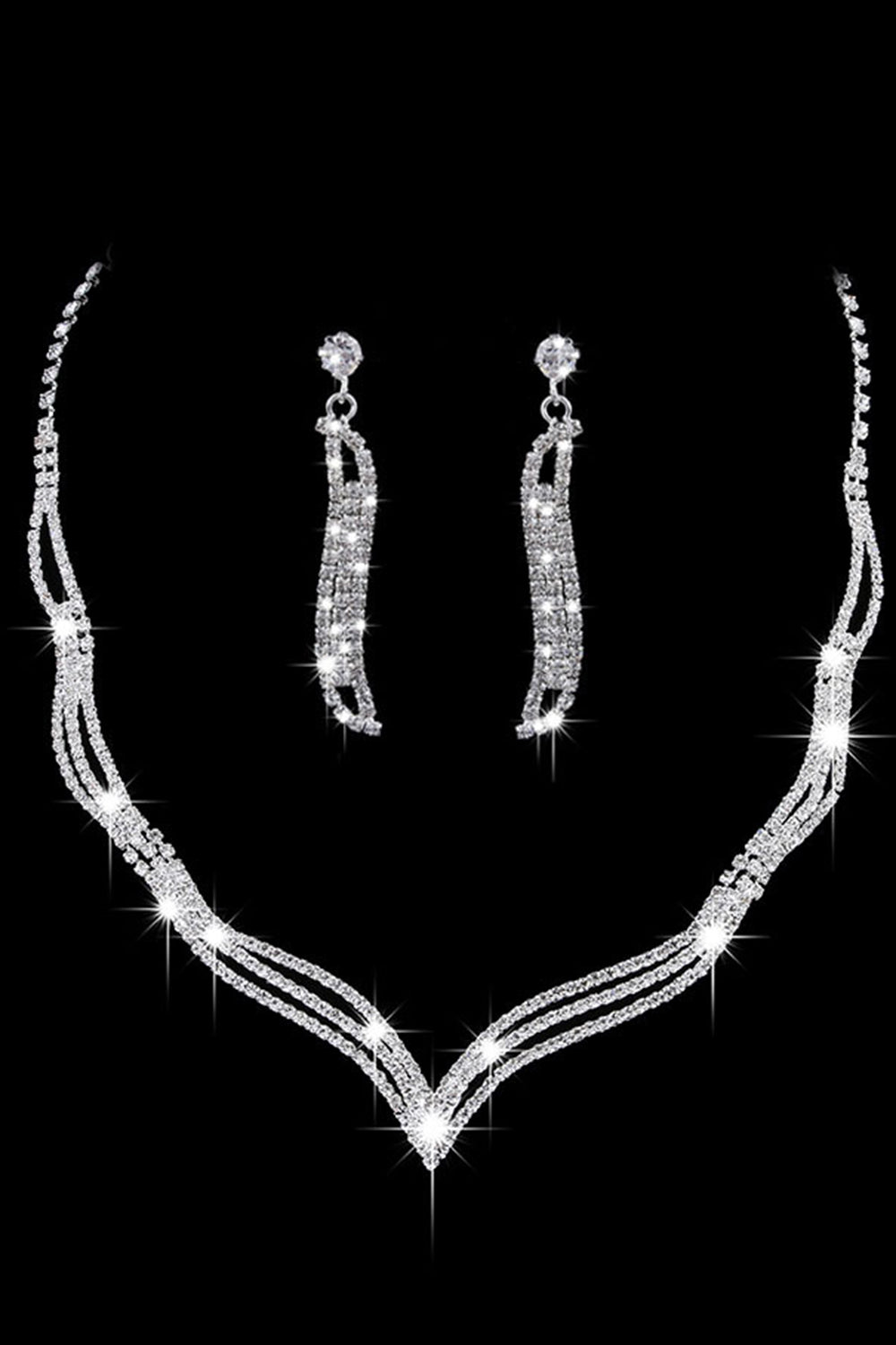 Collar de Cristal de Plata Pendientes Juego de Joyas