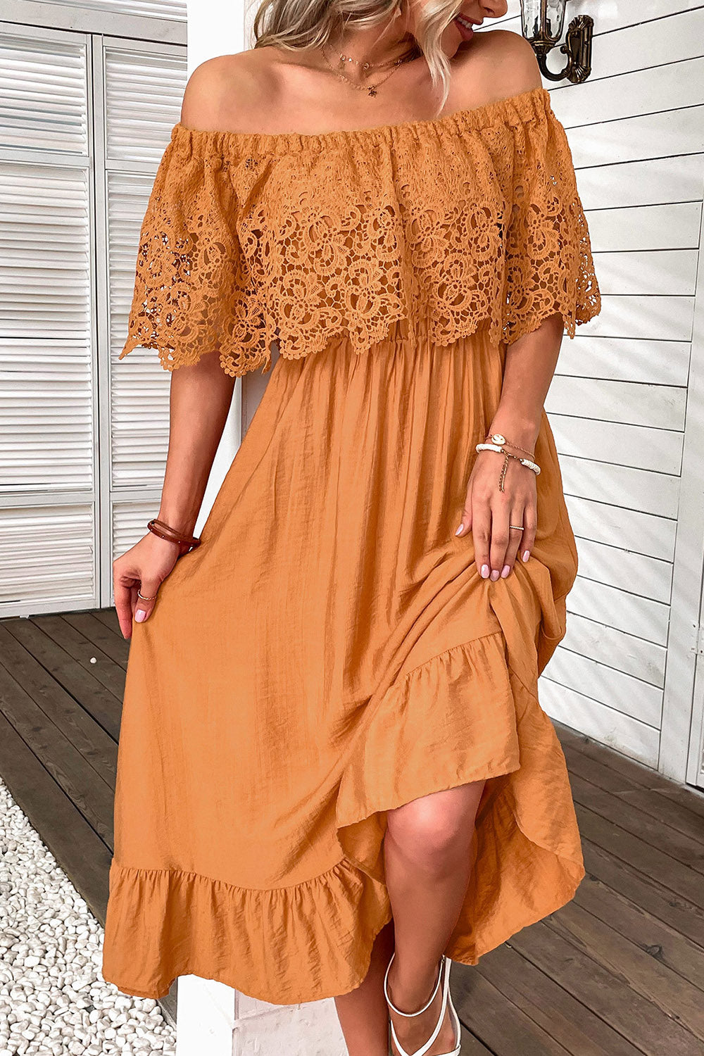 Vestido Boho Naranja Fuera del Hombre