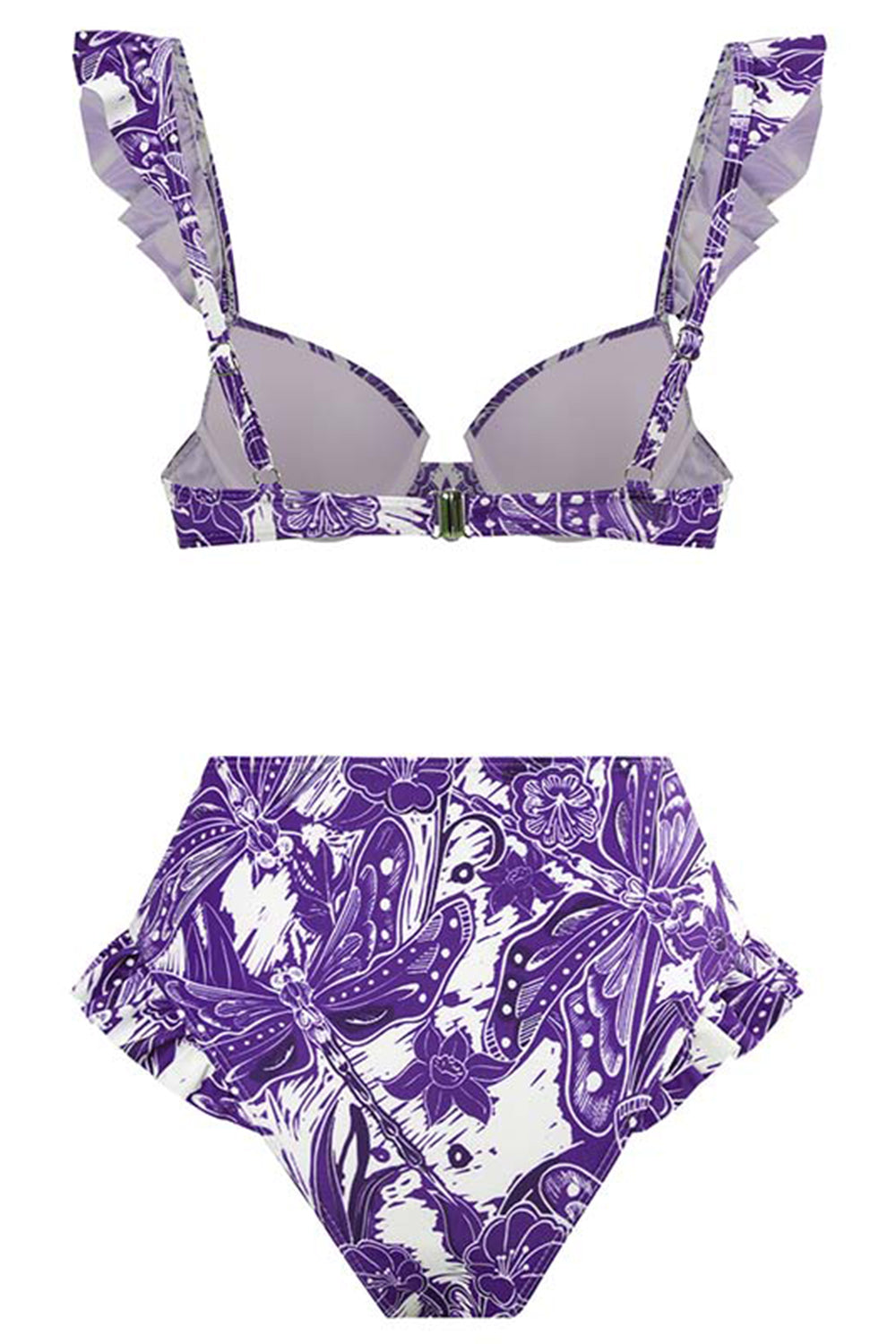 3 Piezas Bikini Estampado Azul Falda de Playa