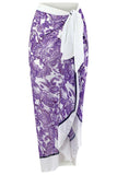 3 Piezas Bikini Estampado Azul Falda de Playa