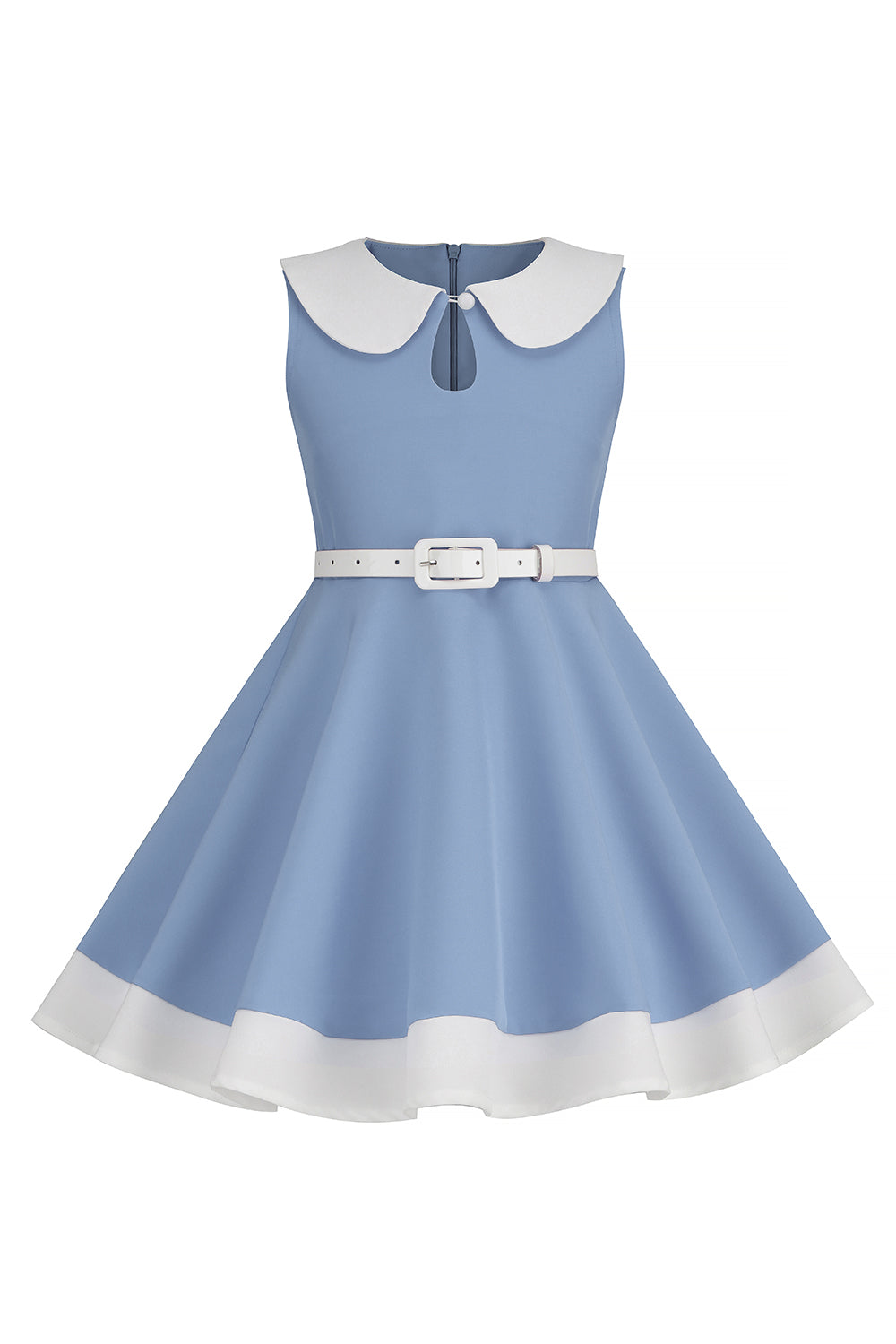 Negro Cuello Redondo Sin Mangas Niña Vestido Años 50