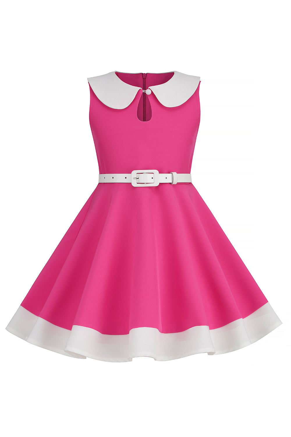 Negro Cuello Redondo Sin Mangas Niña Vestido Años 50