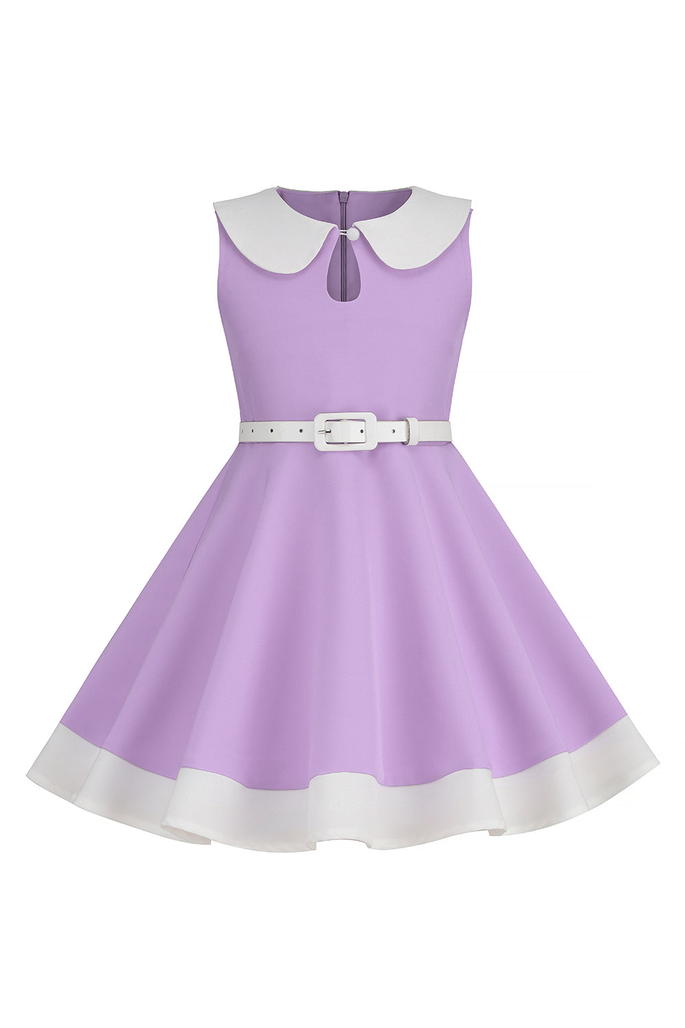 Negro Cuello Redondo Sin Mangas Niña Vestido Años 50