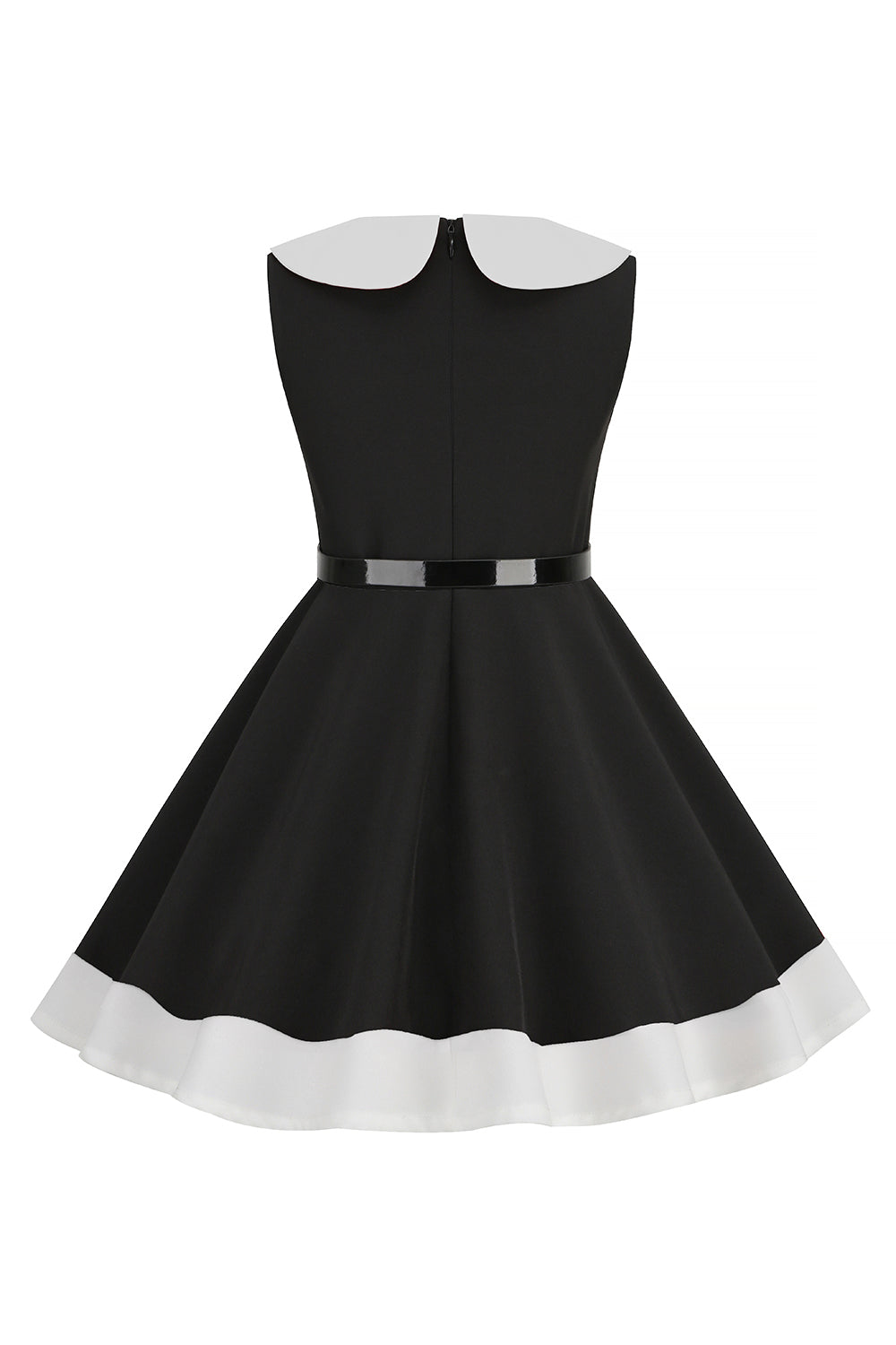 Negro Cuello Redondo Sin Mangas Niña Vestido Años 50