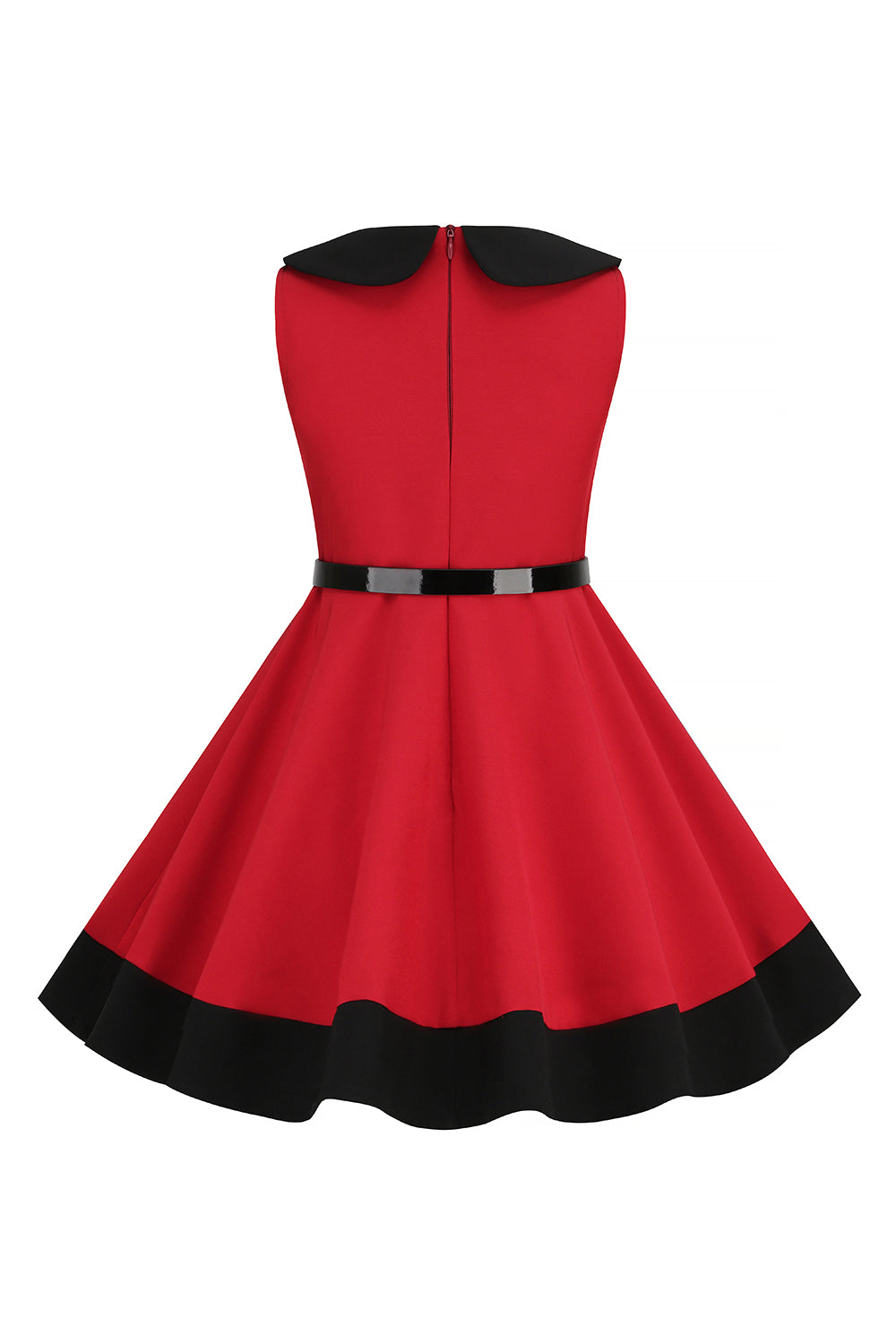 Negro Cuello Redondo Sin Mangas Niña Vestido Años 50