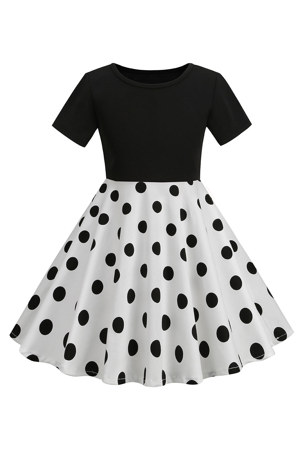 Vestido de Niña Mangas Cortas Lunares Blanco