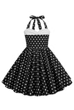 Rojo Halter Lunares Niña Vestido Años 50