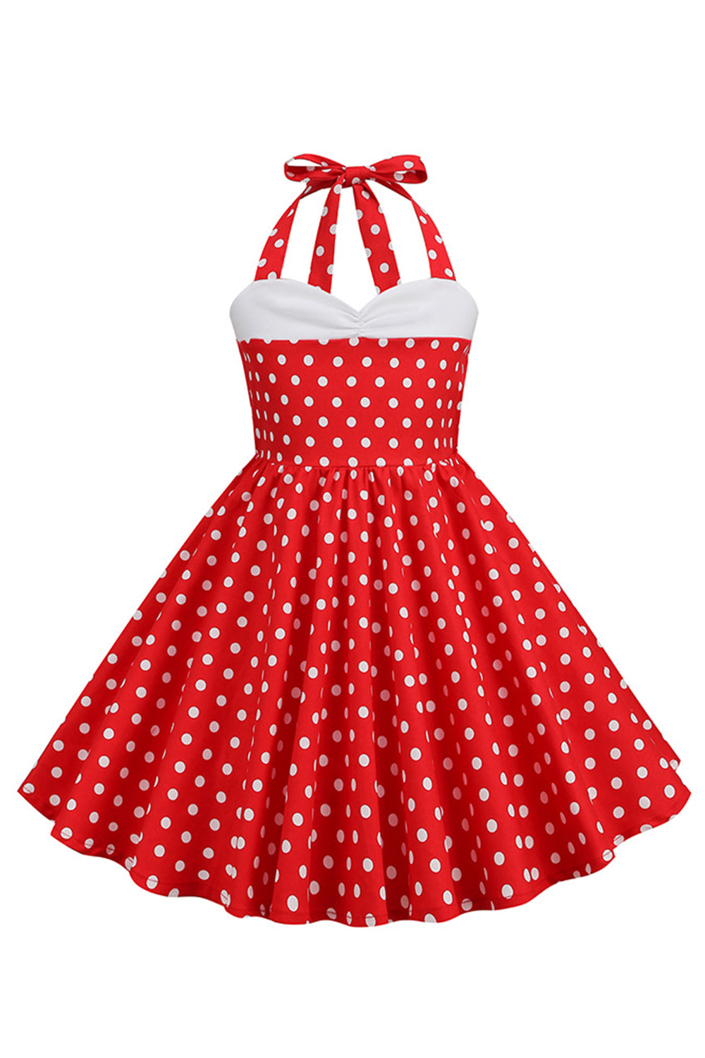 Rojo Halter Lunares Niña Vestido Años 50